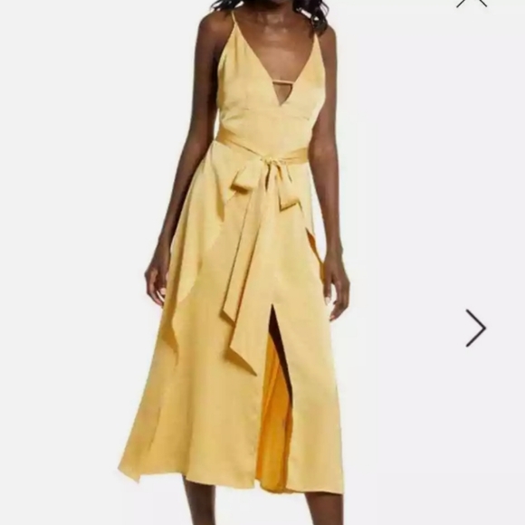 Amy Lynn / Backless Satin Dress / Size Small / Yellow - Picture 2 of 5